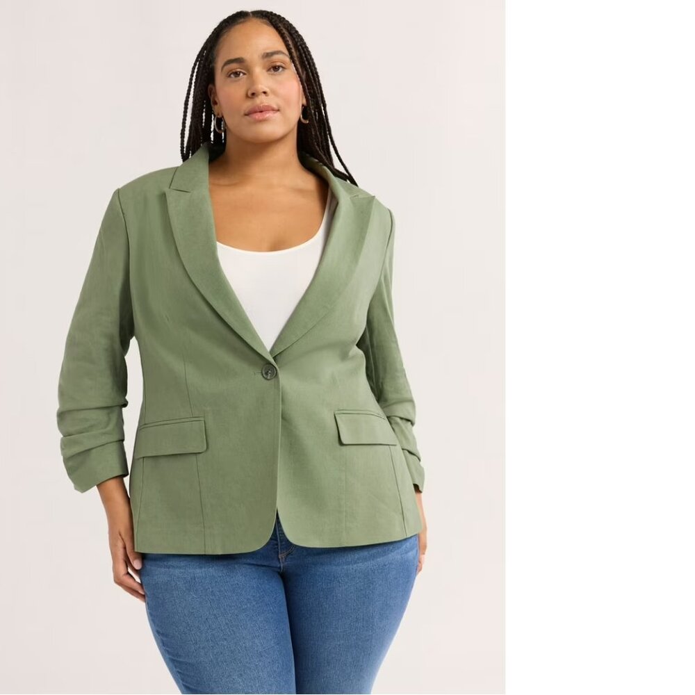 sofia by sofia vergara Olive Green Single-Button Blazer